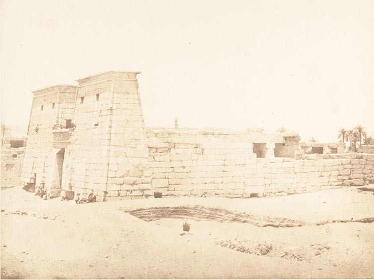 Salt print of man standing on ancient Egyptian temple