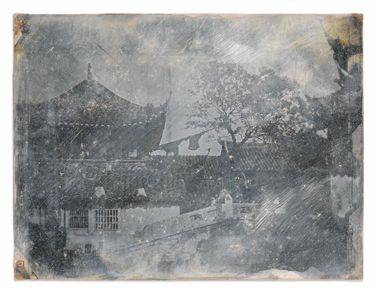Early daguerreotype view of a tea house in Shanghai