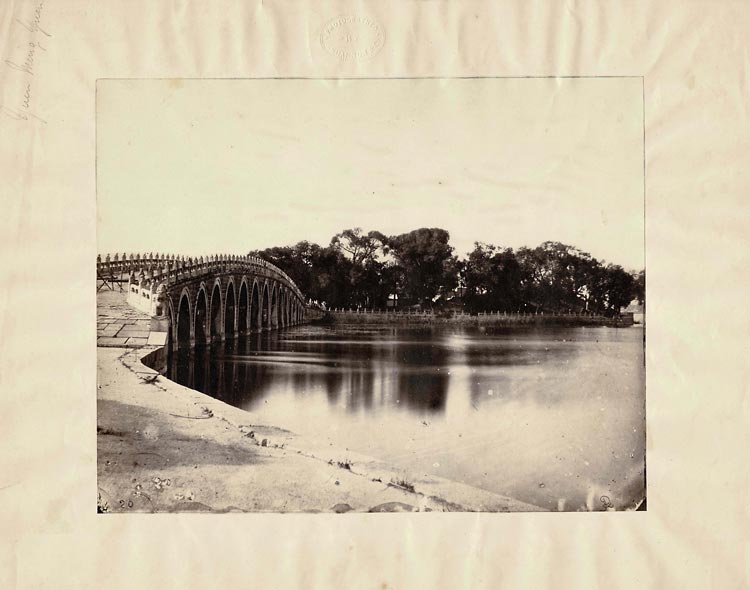 Albumen print of a bridge in Peking